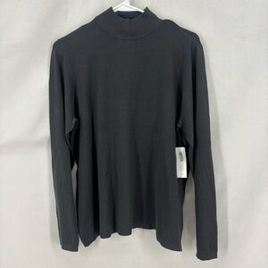 NWT Chico’s Addison Mock Neck Pullover Top Size 2 Graphite Gray Long Sleeve